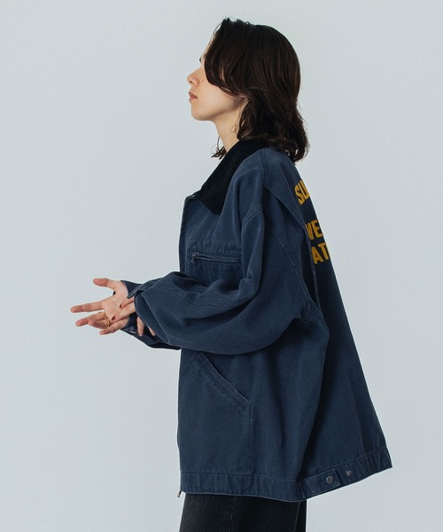 ROSE BUD（ローズバッド）の「(GENE HEAVENS)EMBROIDERED BARN JACKET（ブルゾン・レディース・ネイビー/ライトグレー・ONE SIZE）」の4枚目の写真