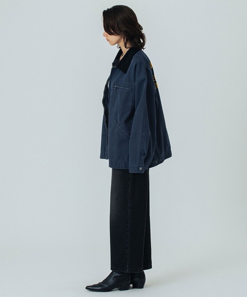 ROSE BUD（ローズバッド）の「(GENE HEAVENS)EMBROIDERED BARN JACKET（ブルゾン・レディース・ネイビー/ライトグレー・ONE SIZE）」の8枚目の写真