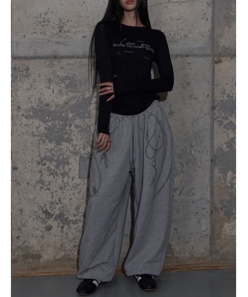 FANCY CLUB（ファンシークラブ）の「【FANCY CLUB】KEYCHAIN EYELET SWEATPANTS / 【ファンシークラブ】キーチェーンアイレットスウェットパンツ（スウェットパンツ・レディース・杢グレー/ブラック・ONE SIZE）」の14枚目の写真