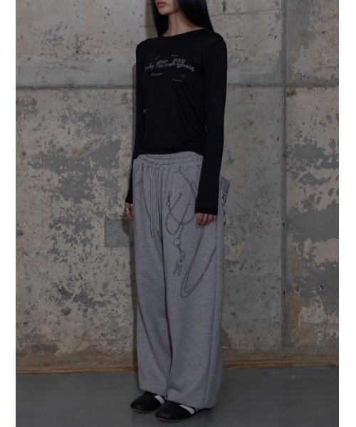 FANCY CLUB（ファンシークラブ）の「【FANCY CLUB】KEYCHAIN EYELET SWEATPANTS / 【ファンシークラブ】キーチェーンアイレットスウェットパンツ（スウェットパンツ・レディース・杢グレー/ブラック・ONE SIZE）」の16枚目の写真