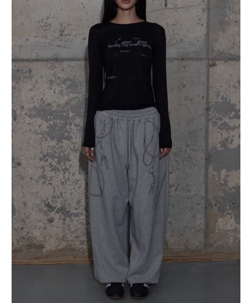 FANCY CLUB（ファンシークラブ）の「【FANCY CLUB】KEYCHAIN EYELET SWEATPANTS / 【ファンシークラブ】キーチェーンアイレットスウェットパンツ（スウェットパンツ・レディース・杢グレー/ブラック・ONE SIZE）」の15枚目の写真