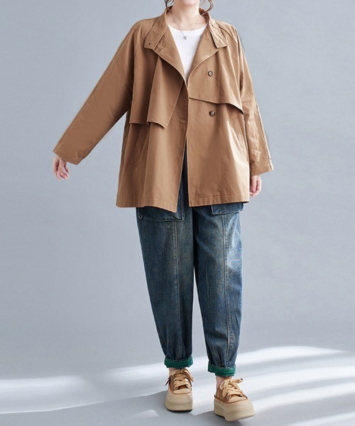 ケープ風デザイントレンチコート（トレンチコート）｜ONEP STAR