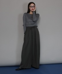 ハイウエストタックワイドパンツ