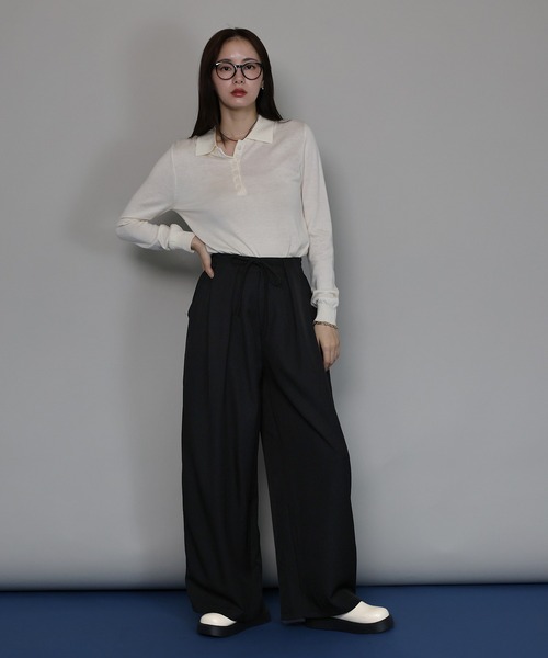 J by blue(ジェイバイブルー)の「ハイウエストタックワイドパンツ(スラックス・レディース・チャコールグレー/ブラック/グレイッシュベージュ・MEDIUM)」の22枚目の写真