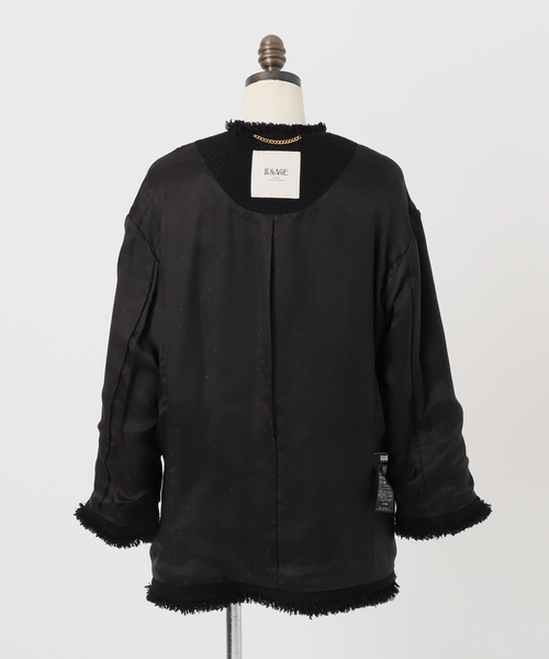 美品 ジャーナルスタンダードレサージュGIOLICAツイードBIGジャケット 黒 ジャーナルスタンダードレサージュ♡GIOLICAツイード BIGジャケット 黒