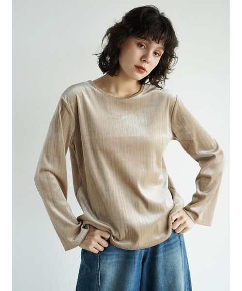 FIKA.(フィーカ)の「Lame velour back cut top(Tシャツ/カットソー・レディース・チャコール/ベージュ/モカ・MEDIUM)」の10枚目の写真