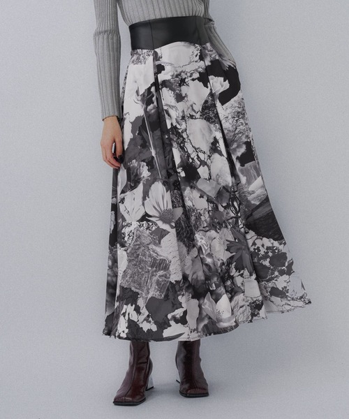 フラワーバックレースアップハイウエストスカート(HARE)（スカート