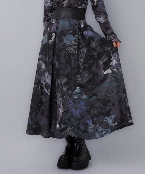 フラワーバックレースアップハイウエストスカート(HARE)（スカート