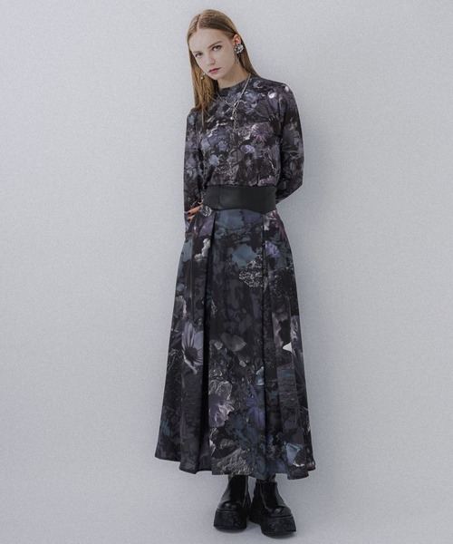 フラワーバックレースアップハイウエストスカート(HARE)（スカート