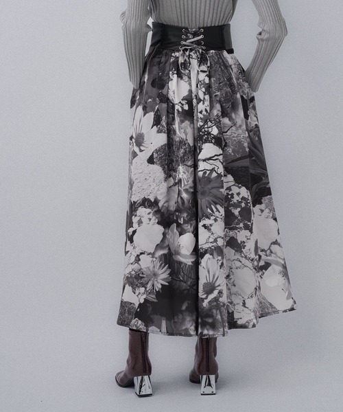 セール】フラワーバックレースアップハイウエストスカート(HARE