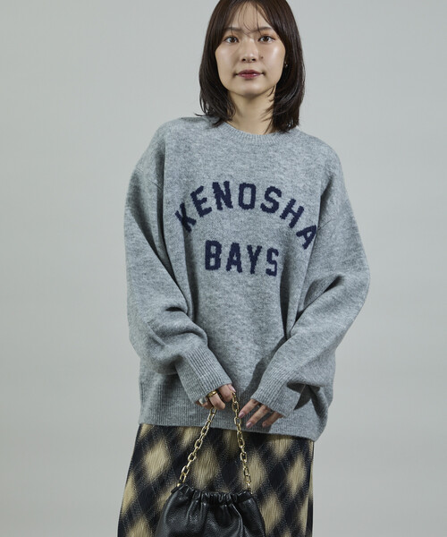 セール】ジャカード ビッグ 配色 ロゴニット/ジャガードロゴニット