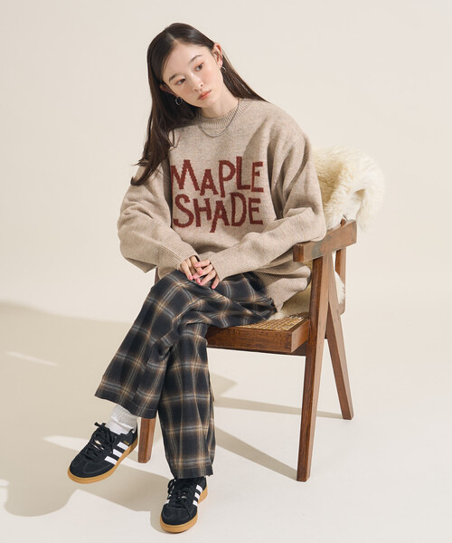 セール】ジャカード ビッグ 配色 ロゴニット/ジャガードロゴニット