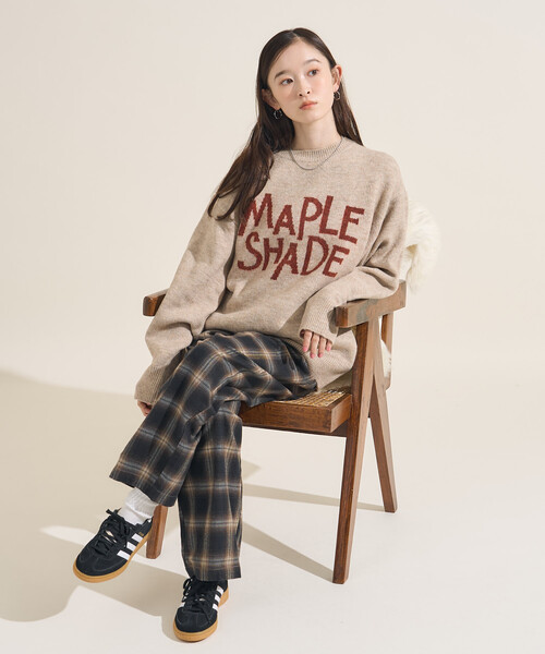 セール】ジャカード ビッグ 配色 ロゴニット/ジャガードロゴニット