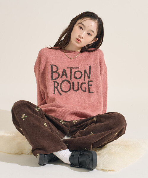 セール】ジャカード ビッグ 配色 ロゴニット/ジャガードロゴニット