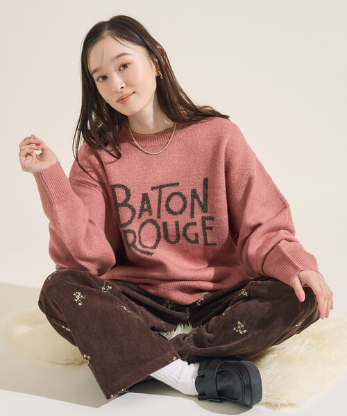 セール】ジャカード ビッグ 配色 ロゴニット/ジャガードロゴニット