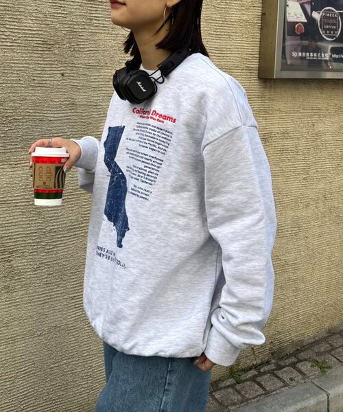 CIAOPANIC TYPY(チャオパニックティピー)の「【ユニセックス】マップ柄ロゴスウェットプルオーバー(スウェット・メンズ・ブラック/ボルドー/ライトグレー・MEDIUM/LARGE)」の12枚目の写真