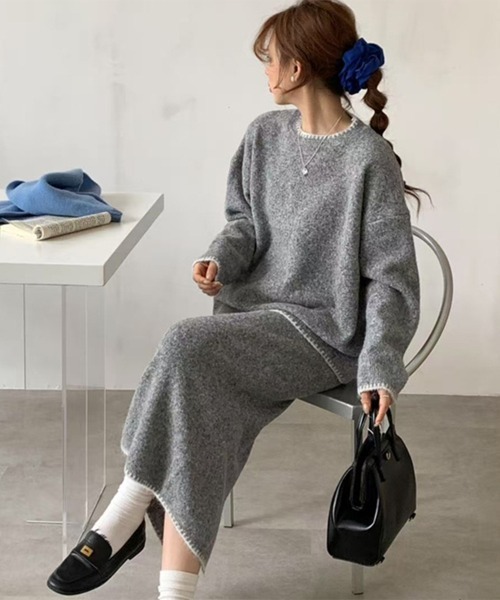 Miniministore（ミニミニストア）の「ニットセットアップ 上下セット 配色（セットアップ・レディース・ブラック/グレー/ブラウン・L/S/M）」の15枚目の写真