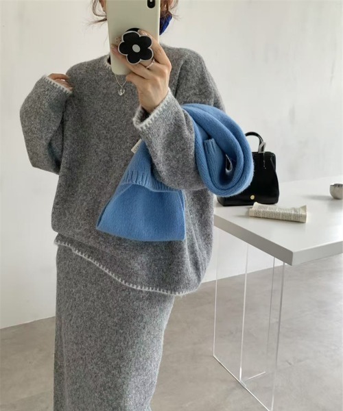 Miniministore（ミニミニストア）の「ニットセットアップ 上下セット 配色（セットアップ・レディース・ブラック/グレー/ブラウン・L/S/M）」の16枚目の写真