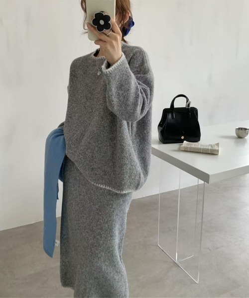 Miniministore（ミニミニストア）の「ニットセットアップ 上下セット 配色（セットアップ・レディース・ブラック/グレー/ブラウン・L/S/M）」の17枚目の写真