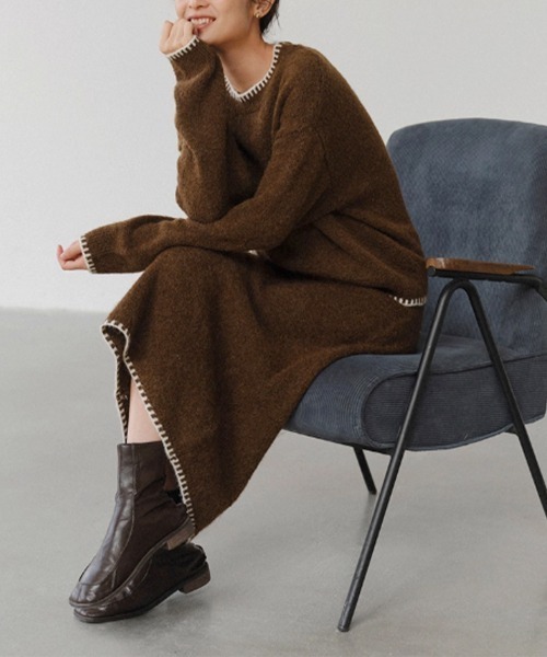 Miniministore（ミニミニストア）の「ニットセットアップ 上下セット 配色（セットアップ・レディース・ブラック/グレー/ブラウン・L/S/M）」の19枚目の写真