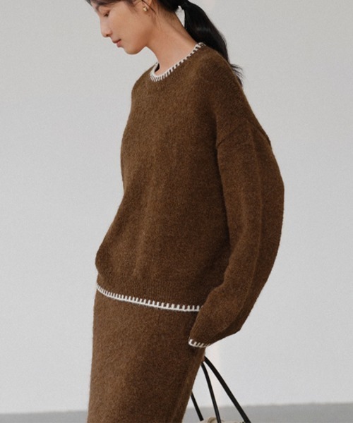Miniministore（ミニミニストア）の「ニットセットアップ 上下セット 配色（セットアップ・レディース・ブラック/グレー/ブラウン・L/S/M）」の21枚目の写真
