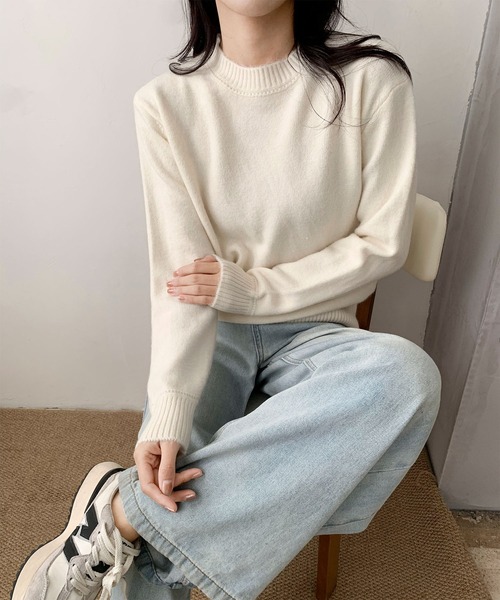 aimoha(アイモハ)の「ベーシッククルーネックゆるニットプルオーバー (AW)(ニット/セーター・レディース・オフホワイト/グレー/ブルー・FREE)」の5枚目の写真