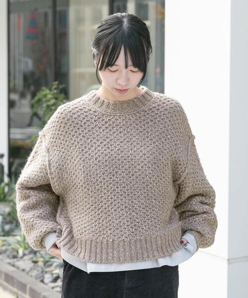 EKAL（エカル）の「ネップMIXクルーニット（ニット/セーター・レディース・ベージュ系その他/ブラック/ブルー系その他・ONE）」の4枚目の写真