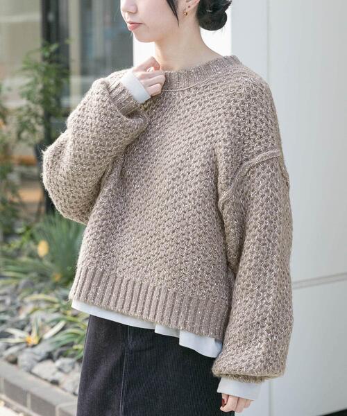 EKAL（エカル）の「ネップMIXクルーニット（ニット/セーター・レディース・ベージュ系その他/ブラック/ブルー系その他・ONE）」の6枚目の写真