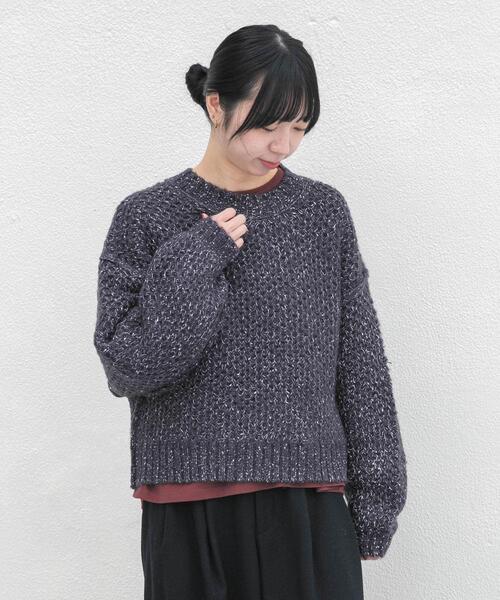 EKAL（エカル）の「ネップMIXクルーニット（ニット/セーター・レディース・ベージュ系その他/ブラック/ブルー系その他・ONE）」の11枚目の写真