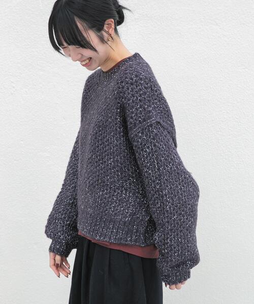 EKAL（エカル）の「ネップMIXクルーニット（ニット/セーター・レディース・ベージュ系その他/ブラック/ブルー系その他・ONE）」の12枚目の写真