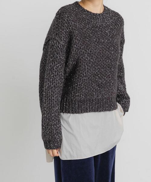 EKAL（エカル）の「ネップMIXクルーニット（ニット/セーター・レディース・ベージュ系その他/ブラック/ブルー系その他・ONE）」の4枚目の写真