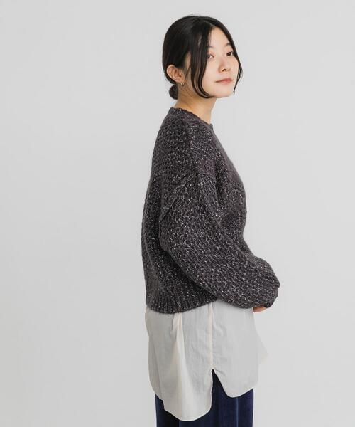 EKAL（エカル）の「ネップMIXクルーニット（ニット/セーター・レディース・ベージュ系その他/ブラック/ブルー系その他・ONE）」の5枚目の写真