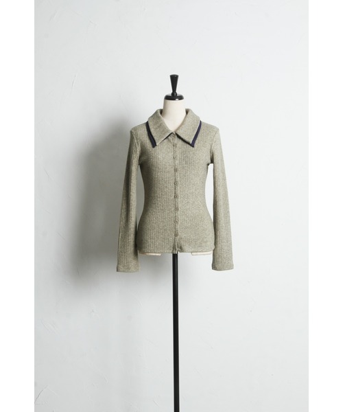 ARVELLIA(アルベリア)の「DOUBLE COLLAR RIB KNIT(Tシャツ/カットソー・レディース・カーキ/ダークグレー・M)」の15枚目の写真