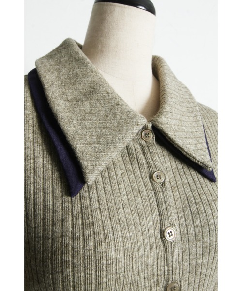 ARVELLIA(アルベリア)の「DOUBLE COLLAR RIB KNIT(Tシャツ/カットソー・レディース・カーキ/ダークグレー・M)」の19枚目の写真