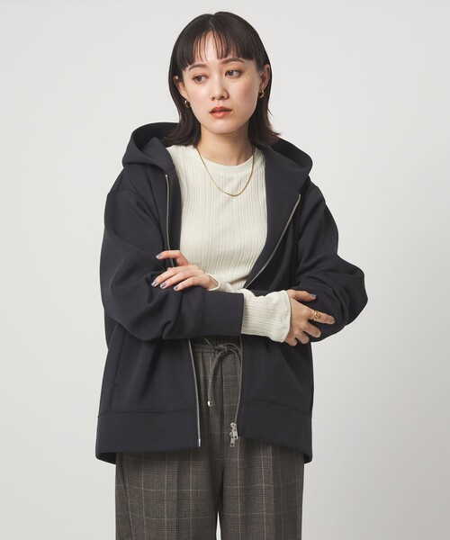 green label relaxing（グリーンレーベルリラクシング）の「【WEB限定】＜at ease＞シアー リブ カットソー（Tシャツ/カットソー・レディース・ダークグレー/オフホワイト/ブラック・FREE）」の7枚目の写真