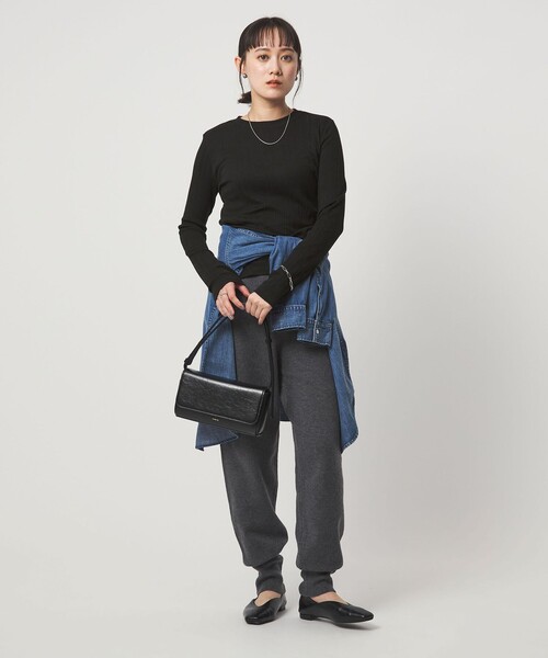 green label relaxing（グリーンレーベルリラクシング）の「【WEB限定】＜at ease＞シアー リブ カットソー（Tシャツ/カットソー・レディース・ダークグレー/オフホワイト/ブラック・FREE）」の13枚目の写真