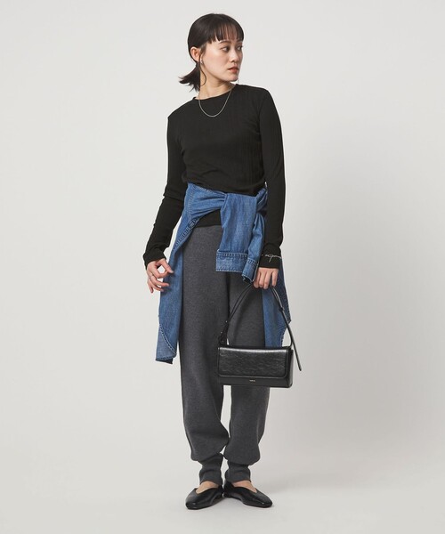 green label relaxing（グリーンレーベルリラクシング）の「【WEB限定】＜at ease＞シアー リブ カットソー（Tシャツ/カットソー・レディース・ダークグレー/オフホワイト/ブラック・FREE）」の14枚目の写真