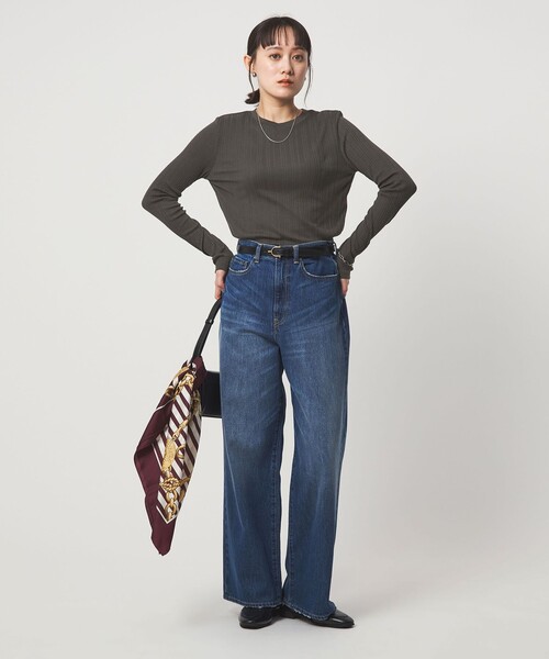 green label relaxing（グリーンレーベルリラクシング）の「【WEB限定】＜at ease＞シアー リブ カットソー（Tシャツ/カットソー・レディース・ダークグレー/オフホワイト/ブラック・FREE）」の18枚目の写真