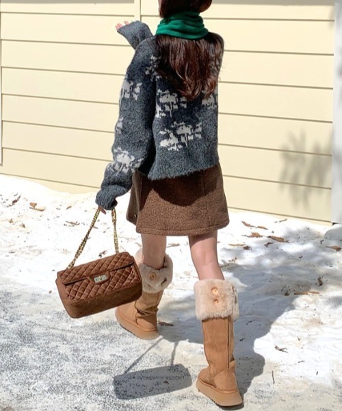 Vipoa(ヴィポア)の「Fair Isle flower knit cardigan(カーディガン/ボレロ・レディース・グリーン系その他/グレー・FREE)」の3枚目の写真