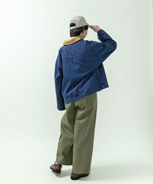 PAR ICI（パーリッシィ）の「13ozデニム/ヒッコリー カバーオール（デニムジャケット・レディース・ストライプ/ネイビー・FREE）」の22枚目の写真