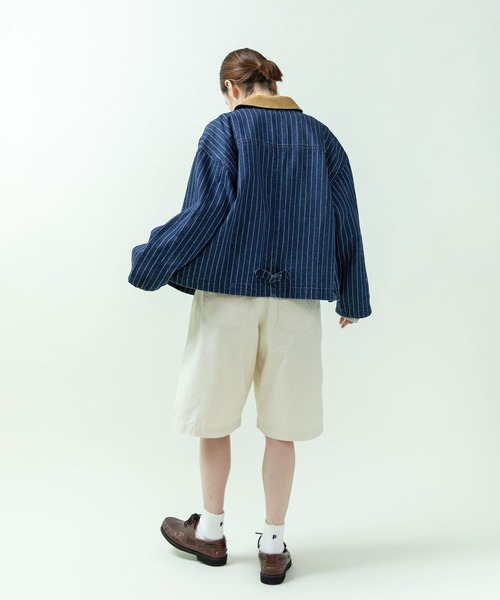 PAR ICI（パーリッシィ）の「13ozデニム/ヒッコリー カバーオール（デニムジャケット・レディース・ストライプ/ネイビー・FREE）」の13枚目の写真