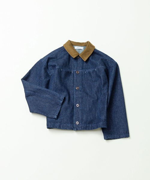 PAR ICI（パーリッシィ）の「13ozデニム/ヒッコリー カバーオール（デニムジャケット・レディース・ストライプ/ネイビー・FREE）」の3枚目の写真