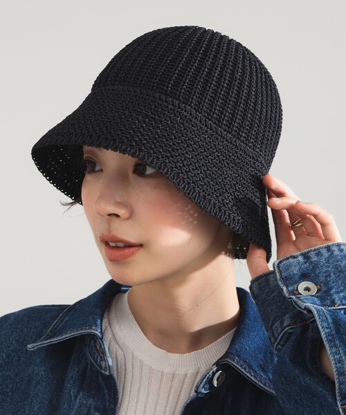 KIJIMA TAKAYUKI（キジマ　タカユキ）の「〈WOMEN〉KIJIMA TAKAYUKI /  ポリエステル 和紙ニット メトロハット（ハット・レディース・ブラック/ホワイト系その他5・ONE SIZE）」の2枚目の写真