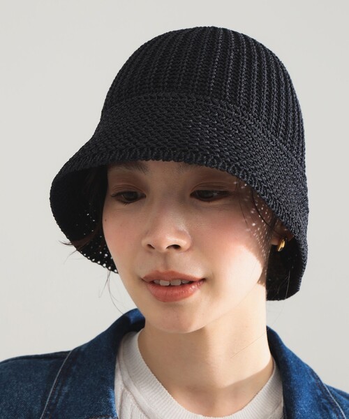 KIJIMA TAKAYUKI（キジマ　タカユキ）の「〈WOMEN〉KIJIMA TAKAYUKI /  ポリエステル 和紙ニット メトロハット（ハット・レディース・ブラック/ホワイト系その他5・ONE SIZE）」の4枚目の写真