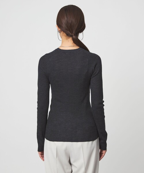 green label relaxing（グリーンレーベルリラクシング）の「ウール シアー リブ クルーネック ニット ウォッシャブル（ニット/セーター・レディース・オフホワイト/ライトピンク/ダークグレー/ベージュ・FREE）」の16枚目の写真