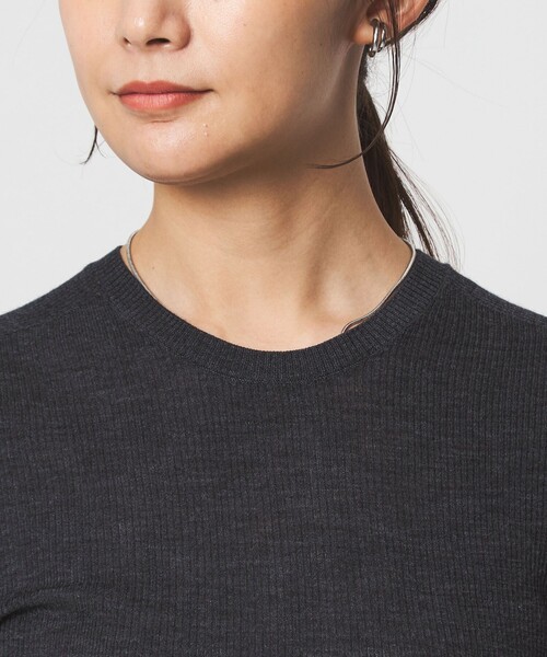 green label relaxing（グリーンレーベルリラクシング）の「ウール シアー リブ クルーネック ニット ウォッシャブル（ニット/セーター・レディース・オフホワイト/ライトピンク/ダークグレー/ベージュ・FREE）」の17枚目の写真