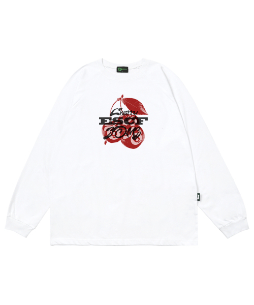 ESCAPEFROM（エスケープフロム）の「レッドチェリーバムプリントロングスリーブホワイト（Tシャツ/カットソー・レディース・その他・LARGE/MEDIUM/SMALL）」の2枚目の写真