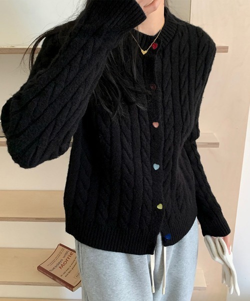 Miniministore(ミニミニストア)の「ケーブルニットカーディガン 前開きニット(ニット/セーター・レディース・ダークグレー/ベージュ/ラベンダー/ピンク/ワインレッド/ブラック・FREE)」の16枚目の写真