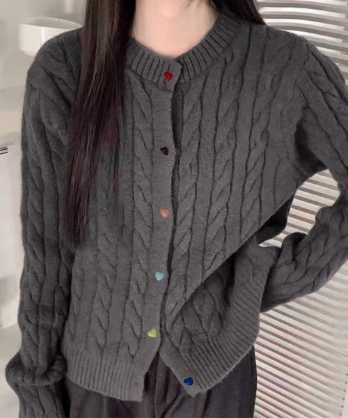 Miniministore(ミニミニストア)の「ケーブルニットカーディガン 前開きニット(ニット/セーター・レディース・ダークグレー/ベージュ/ラベンダー/ピンク/ワインレッド/ブラック・FREE)」の17枚目の写真