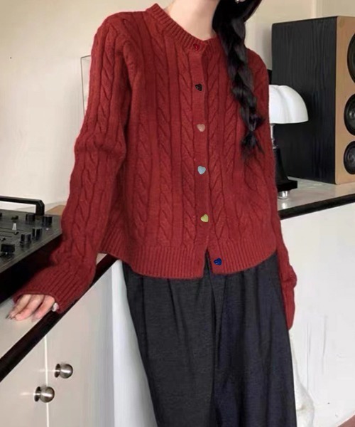 Miniministore(ミニミニストア)の「ケーブルニットカーディガン 前開きニット(ニット/セーター・レディース・ダークグレー/ベージュ/ラベンダー/ピンク/ワインレッド/ブラック・FREE)」の21枚目の写真